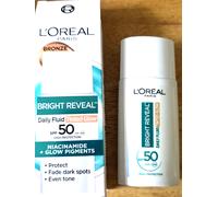 Loreal Bright Reveal Daily Fluid Tinted Glow SPF 50+ Niacinamide Bronze (6951)