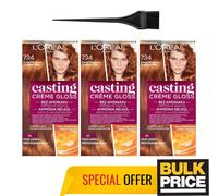 L'Oreal Casting Creme Gloss 734 Golden Honey Hair Color Warm Rich Shade 3-Pack