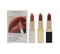 L'Oreal Colour Riche Lipstick Set Nude Addiction 3 x Full Size - New Sealed