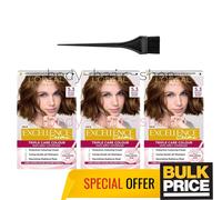 L'Oreal Excellence 5.3 Natural Golden Brown Hair Color Cream Warm Tone 3-Pack