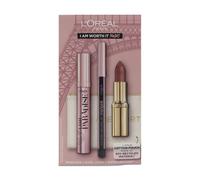 L'Oreal Make Up Set Black Paradise Mascara Black Eyeliner & Nude Lipstick 235