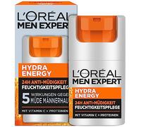 L'Oréal Men Expert Face Care for Tired Skin for Men, Invigorating Moisturising Cream 24H Anti-Fatigue, Face Cream for Men with Vitamin C and Proteins, Hydra Energy, 1 x 50 ml
