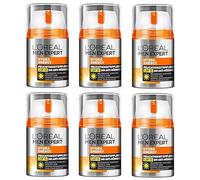 L'Oréal Men Expert Face Care with SPF 15, Moisturising Cream with Sun Protection, with Guarana and Vitamin C, Hydra Energy Moisturiser 24H Anti-Fatigue, 6 x 50 ml