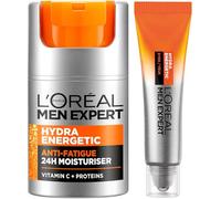 L'Oréal Men Expert Hydra Energetic Eye Roll-On, With Vitamin C, 10ml & L'Oreal Men Expert Hydra Energetic Anti-Fatigue Moisturiser, with proteins and Vitamin C
