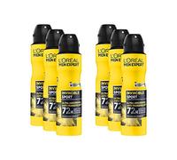 L'Oréal Men Expert Invincible Sport Antiperspirant Deodorant Spray with 72H Dry Protection , Pack of 6 X 150 ml