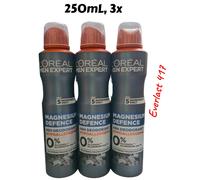 LOreal Men Expert Magnesium Defence 48H Deodorant 0% Alcohol, 250mL, 3x