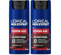 L'Oreal Men Expert Power Age Moisturiser, Hydrating & Revitalising Hyaluronic Acid Moisturiser for Men, designed for Ageing, Dry & Dull Skin 100ml, 1 (Pack of 2)