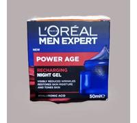 Power Age Night Gel, Visible Results, Intensly Hydrate, Target Wrinkles, Reinforce Skin Elasticity, Unique Midnight Blue Gel Formula Designed For Men, 50ml