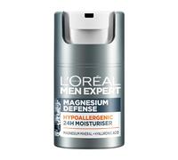 L'Oreal Men Expert Sensitive Skin Moisturiser, Magnesium Defence, Hypoallergenic 24H Daily Mens Moisturiser, With Magnesium Mineral And Hyaluronic Acid, 50ml