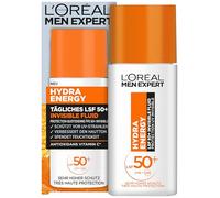 L'Oréal Men Expert UV Sun Protection SPF 50 for Men, Invisible Fluid for the Face Against Sun Rays, Men's Sun Cream SPF 50+ Against Ageing with Vitamin C, Hydra Energy, 1 x 50 ml
