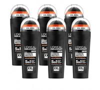 L'Oréal Mens Roll on Deodrant, Men Expert Carbon Protect 48H XXXL Roll-On Deodorant Pack, 4-in-1 Total Protection with Absorbing Charcoal, Anti-Odor & Anti-Wetness, 100ml (Pack of 6)