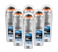 L'Oréal Mens Roll on Deodrant, Men Expert Fresh Extreme 48H XXXL Roll-On Deodorant Pack, Ultra-Absorbent Anti-Perspirant with Active Micro-Captors, Bulk Value Pack, 100ml (Pack of 6)