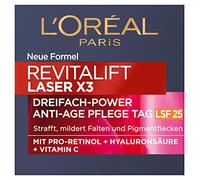 L'Oréal Paris Anti-Ageing Day Cream SPF 25 with Triple Power for Women: Reduces Wrinkles & Tightens the Skin, with Pro-Retinol, Hyaluronic Acid and Vitamin C, RevitaLift Laser, 1 x 50 ml