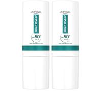 L'Oréal Paris Bright Reveal Daily UV Stick SPF 50+ - Invisible On-the-Go Sunscreen Stick for Dark Spots, Hydrates & Smooths Skin, Highest UVA/UVB Protection with Vitamin E (Pack of 2)