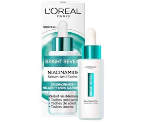 L'Oreal Paris Bright Reveal Melasyl Niacinamide Anti-Stain Serum 1 fl oz | Reduces post-acne sun brown spots, Unified radiant complexion, Gentle exfoliant all skin types, Visible results 1 week