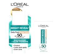 L'Oréal Paris Daily Fluid Tinted Glow SPF 50+, Bronze Glow, 50ml - Broad Spectrum SPF 50+ Filters with Instant Glow, Natural Coverage - Protect skin, Even Tone and Visibly Correct Dark Spots
