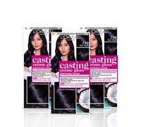 L'Oréal Paris Casting Crème Gloss Semi-Permanent Hair Dye, Ammonia-Free Formula & Honey-Infused Conditioner, Glossy Finish, Colour for Up to 28 Shampoos, Pack of 3, Colour: 201 Blue Black