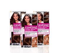 L'Oréal Paris Casting Crème Gloss Semi-Permanent Hair Dye, Ammonia-Free Formula & Honey-Infused Conditioner, Glossy Finish, Colour for Up to 28 Shampoos, Pack of 3, Colour: 535 Chocolate Brown