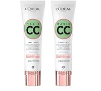 L'Oréal Paris CC Cream, C'est Magic CC Cream Natural Makeup for Face, Anti-Redness Formula with Vitamin E and Vitamin B5, Lightweight Skin Perfector for Glowing Skin (Pack of 2)