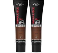 L'Oreal Paris Cover Liquid Foundation, With 4% Niacinamide, Long Lasting, Natural Finish, Available in 20 Shades, SPF 25, Infallible 32H Matte Cover, Shade 380, 30ml (Pack of 2)