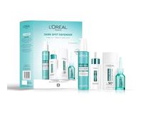 L'Oreal Paris Dark Spot Defender Giftset, 4 Step Routine Powered By Niacinamide; Bright Reveal Spot Fading Serum-in-Cleanser; Niacinamide Dark Spot Serum; SPF 50+ UV Fluid; Exfoliant Peel Treatment