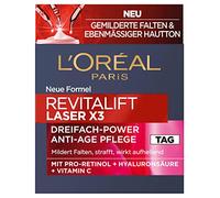 L'Oréal Paris Day Care, Firming and Plumping Anti-Ageing Face Care with Triple Effect, with Hyaluronic Acid, Vitamin C and Pro-Retinol, Revitalift Laser X3, 50 ml