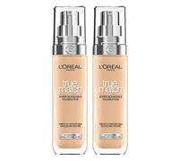 L'Oreal Paris DOUBLE Foundation For Face, Skincare Infused With Hyaluronic Acid, True Match Hydrating Liquid Foundation For All Skin Tones, Spf 16, 3W Golden Beige, 30 Ml