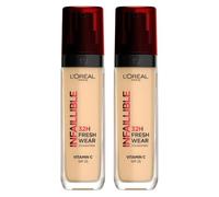 L'Oreal Paris DOUBLE Liquid Foundation, Full Coverage, Lasting Wear, With Vitamin C And Spf 25, Infallible 32H Fresh Wear, 125 Warm Dore