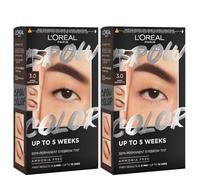 L'Oreal Paris DOUBLE Semi-Permanent Eyebrow Tint, Lasts Up To 5 Weeks, Visible Results In 5 Minutes, Up To 10 Uses, Ammonia Free, Brow Colour, Shade: 3.0 Dark Brunette