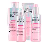 L'Oréal Paris Elseve Elvive Glycolic Gloss 150ml Conditioner + 200ml Shampoo + 150ml No-Rinse Serum + 200ml 5-Minute Laminating Treatment for Dull and Porous Hair - 4 bottles