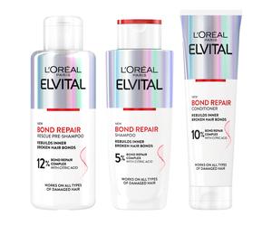 L'Oréal Paris Elvital Bond Repair Pre-Shampoo, Shampoo & Conditioner 150 ml + 2 x 200 ml