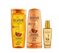 L'Oréal Paris Elvive Extraordinary Oil Set for Dry Hair, Deep Nourishing Routine, Infused With Precious Marula And Camellia Oils, Silicone Free, Shampoo 400ml, Conditioner 300ml, Hair Oil 100ml