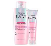 L'Oréal Paris Elvive Glycolic Gloss 200ml Shampoo + 150ml Conditioner with Glycolic Acid for Porous and Dull Hair - 2 Bottles