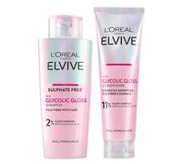 L'Oréal Paris Elvive Glycolic Gloss for Dull Porous Hair, Get The Shiniest Hair of Your Life, Glossing Routine for Mirror-Like Shine, Shampoo, Conditioner, Lamination Treatment, Leave-In Serum Set