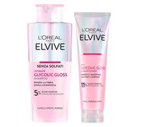 L'Oréal Paris Elvive Glycolic Gloss 200ml Shampoo + 150ml Conditioner with Glycolic Acid for Porous and Dull Hair - 2 Bottles