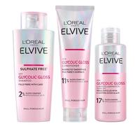 L'Oréal Paris Elvive Glycolic Gloss Shampoo and Conditioner Set for Dull Porous Hair, Get The Shiniest Hair of Your Life, Glossing Routine for Mirror-Like Shine