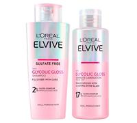 L'Oréal Paris Elvive Glycolic Gloss Shampoo with Glycolic Acid for Porous and Dull Hair 200ml + 5 Minute Lamination Treatment Seals Cuticles and Intense Shine 200ml - 2 Bottles