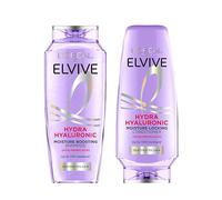 L'Oreal Paris Elvive Hydra Hyaluronic Haircare Duo - 400ml Moisture Plumping Shampoo & 300ml Moisture Locking Conditioner Set for Dehydrated Hair