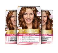 L'Oréal Paris Excellence Cream Permanent Hair Colour, 100% Grey Coverage, Hair Dye Set with Colouration, Shampoo and Triple Care Cream, 6.41 Light Caramel Brown, 3 x 268 g