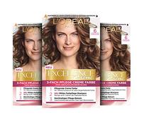 L'Oréal Paris Excellence Cream Permanent Hair Colour, 100% Grey Hair Coverage, Hair Dye Set with Colouration, Shampoo and Triple Care Cream, 6 Dark Blonde, 3 x 268 g