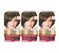 L'Oreal Paris Excellence Creme Permanent Hair Color 5 Medium Brown 100 percent Gray Coverage Hair Dye Pack of 3