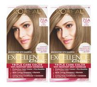 L'Oreal Paris Excellence Creme Permanent Hair Color 7.5A Medium Ash Blonde 100 percent Gray Coverage Hair Dye Pack of 2