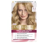 L'Oréal Paris Excellence Crème Permanent Hair Dye, Radiant At-Home Hair Colour with up to 100% Grey Coverage, Pro-Keratin, Up to 8 Weeks of Colour, Colour: 8.3 Natural Golden Blonde
