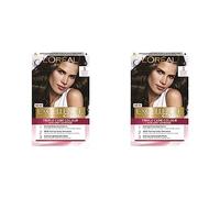 L'Oréal Paris Excellence Crème Permanent Hair Dye, Radiant At-Home Hair Colour with up to 100% Grey Coverage, Pro-Keratin, Up to 8 Weeks of Colour, Colour: 3 Natural Darkest Brown (Pack of 2)