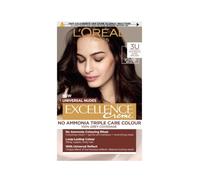 L’Oréal Excellence Permanent Hair Dye Colouring Cream, 100% Grey Coverage, With Pro-Keratin + Ammonia-Free, Universal Nudes, 3U Dark Brown