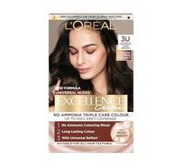 L'Oréal Excellence Hair Dye – Pro-Keratin, Ammonia-Free, 100% Grey Coverage – 3U Dark Brown