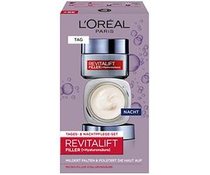 L'Oréal Paris Facial Care Set, Anti-Ageing Hyaluronic Day Cream and Night Cream Against Wrinkles, with Micro-Filler Hyaluronic Acid, Revitalift Filler, 2 x 50 ml