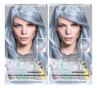 L'Oreal Paris Feria Multi-Faceted Shimmering Permanent Hair Color 411 Sapphire Smoke (Smokey Blue) (Pack of 2)
