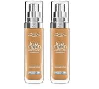 L'Oréal Paris Foundation for Face, Skincare Infused with Hyaluronic Acid, True Match Hydrating Liquid Foundation for All Skin Tones, SPF 16, 8W Golden Cappuccino, 30 ml (Pack of 2)