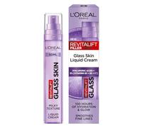 L'Oreal Paris Revitalift Filler Glass Skin Liquid Cream, Hybrid Milky Serum + Moisturiser, Korean-Skincare Inspired, For Glass Skin Glow, 100 hours Hydration, Replump Skin [Hyaluronic Acid], 50ml